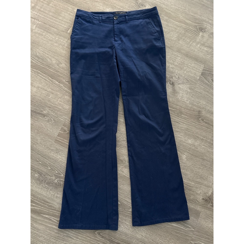 Banana Republic Martin Fit Navy Blue Wide Leg Trouser Pants Womens Size 8‎